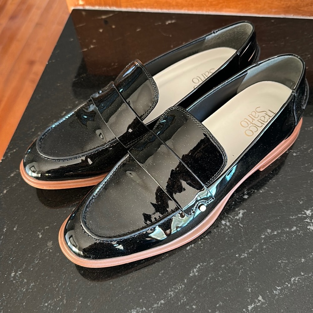 Franco Sarto Sz 8.5 Black Patent Loafers